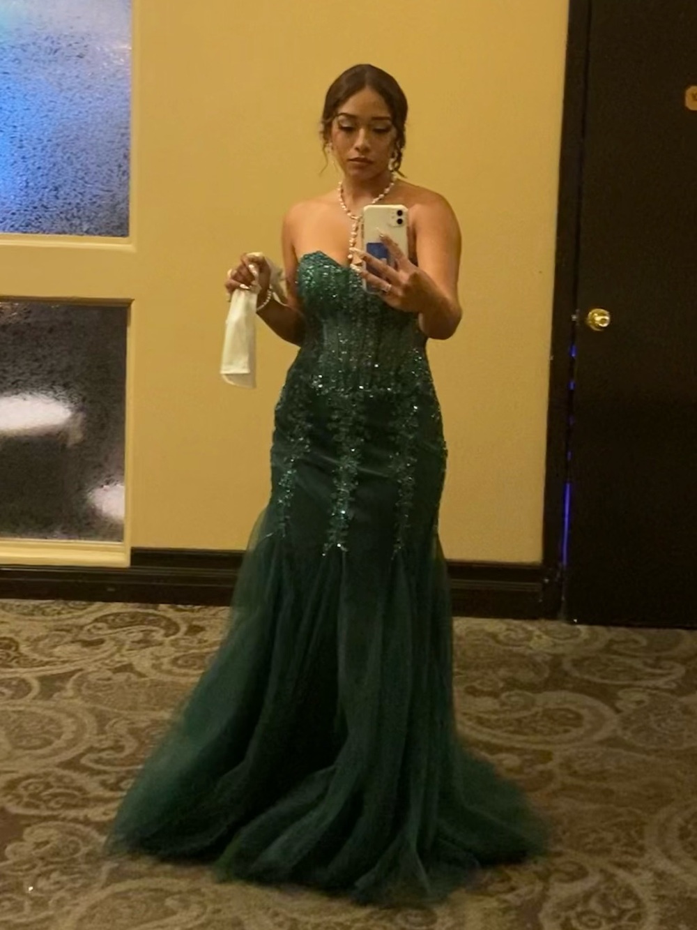 Strapless Emerald Green Sequin Mermaid Gown